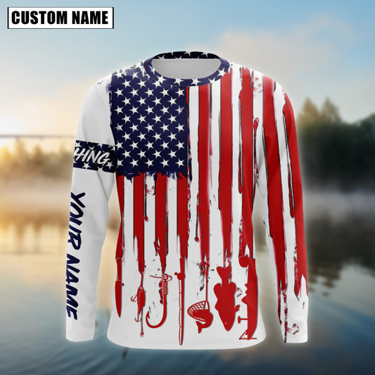 Cornbee Fishing American Flag Jersey Sport Pattern Sun Protection Personalized Name 3D Shirt