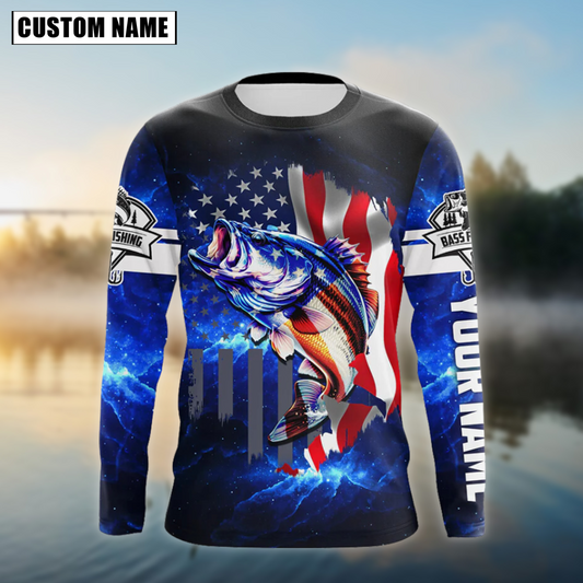 Cornbee Fishing American Flag Jersey Sport Pattern Sun Protection Personalized Name 3D Shirt