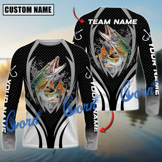Cornbee Pike Fishing Jersey Sport Pattern Sun Protection Personalized Name, Team Name 3D Shirt