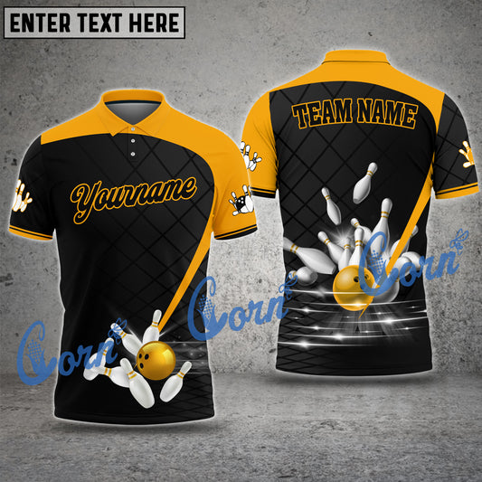 Cornbee Bowling And Pins Multicolor Option Customized Name, Team Name 3D Shirt (4 Colors)