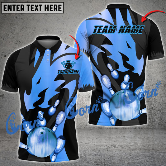 Cornbee Bowling Dragon Multicolor Option Customized Name, Team Name 3D Shirt (4 Colors)