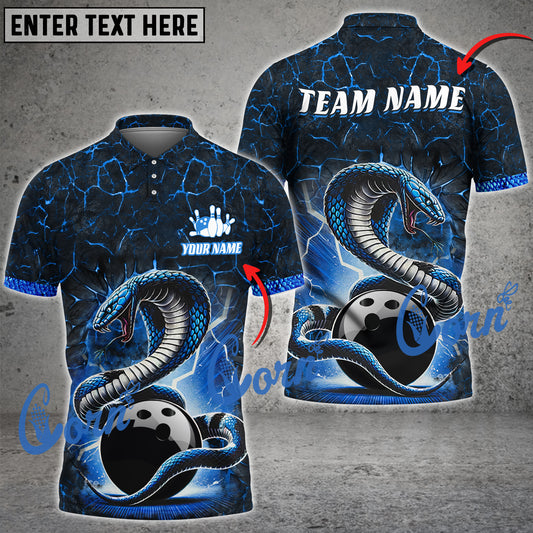 Cornbee Bowling Snake Multicolor Option Customized Name, Team Name 3D Shirt (4 Colors)