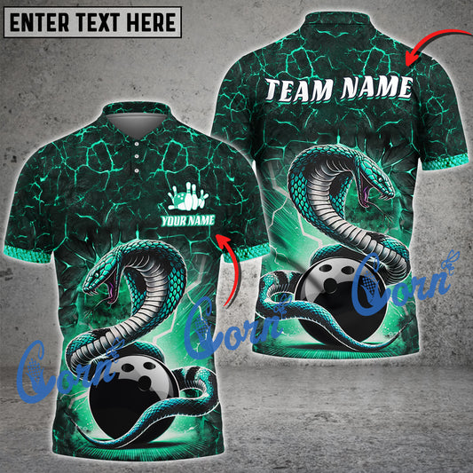 Cornbee Bowling Snake Multicolor Option Customized Name, Team Name 3D Shirt (4 Colors)