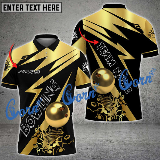 Cornbee Bowling and Pins Multicolor Option Customized Name, Team Name 3D Shirt (4 Colors)