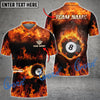 Cornbee Billiard Flame Pattern Personalized Name And Team Name 3D Polo Shirt
