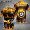 Cornbee Billiard Flame Pattern Personalized Name And Team Name 3D Polo Shirt