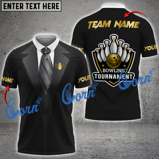 Cornbee Bowling and Pins Gentlemen Multicolor Option Customized Name, Team Name 3D Shirt (4 Colors)