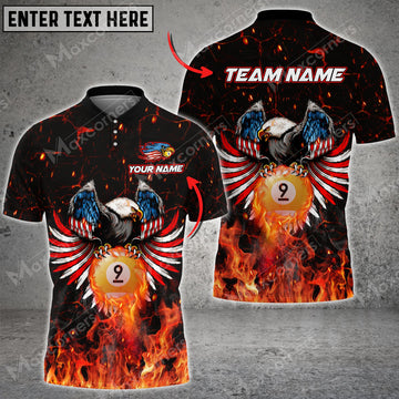 Cornbee Eagle Billiard USA Flag Personalized Name And Team Name 3D Polo