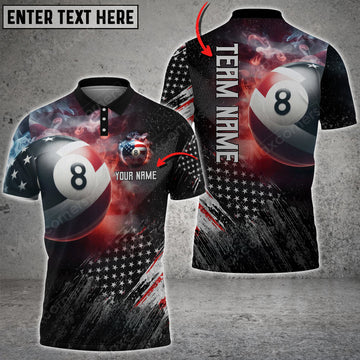 Cornbee 8 Ball Smoke US Flag Personalized Name And Team Name 3D Shirt