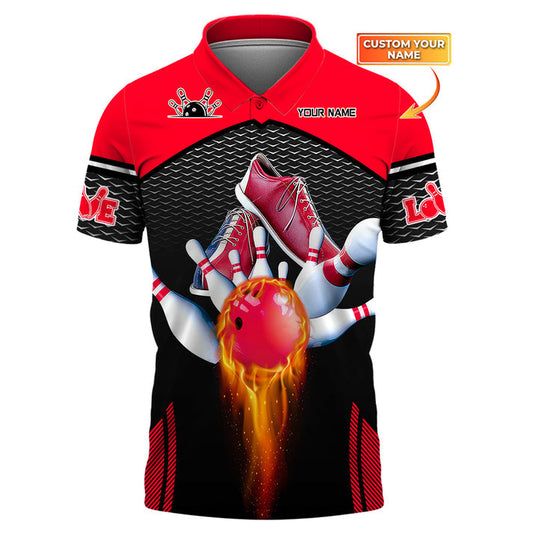 Cornbee Custom Name Bowling Sport Red 3D Unisex Shirt