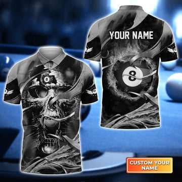 Cornbee Billiard Skull Personalized Name Unisex Polo Shirt