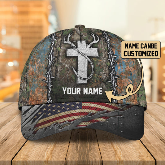 Cornbee Hunting Fishing Cross American Personalized Cap