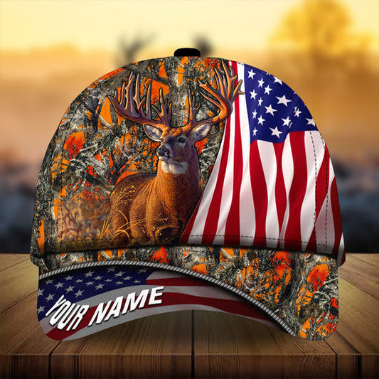 Cornbee Premium Florapunk Flag Deer Hunting Personalized Hats 3D