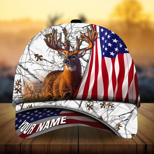 Cornbee Premium Florapunk Flag Deer Hunting Personalized Hats 3D