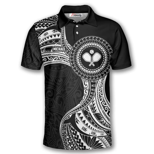 Cornbee Personalized Name and Team name Maori Pattern Pickleball 3D Polo Shirt