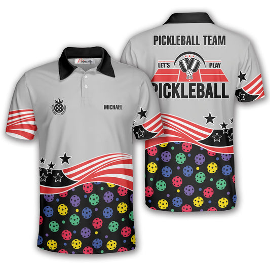 Cornbee Personalized Name and Team name Patriotic Player Pickleball 3D Polo Shirt