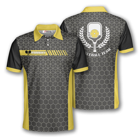 Cornbee Personalized Name and Team name Honeycomb Pattern Pickleball 3D Polo Shirt