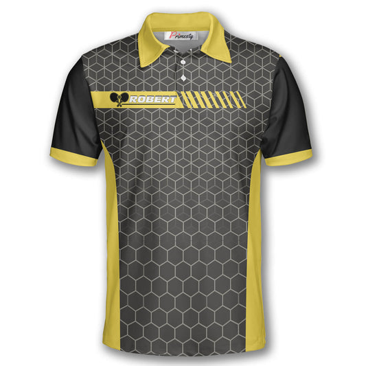 Cornbee Personalized Name and Team name Honeycomb Pattern Pickleball 3D Polo Shirt