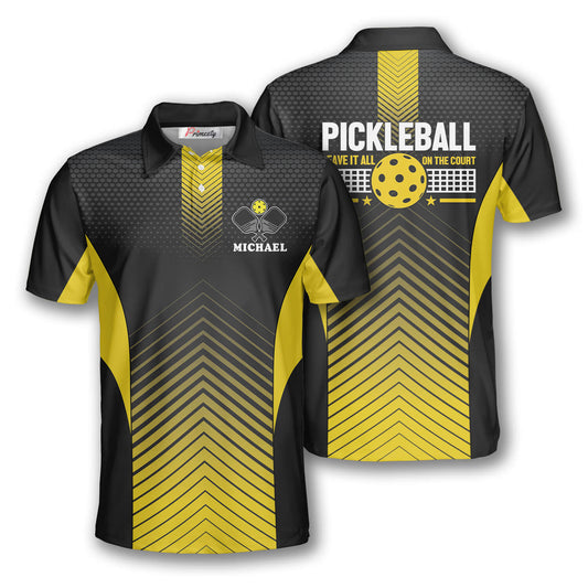 Cornbee Personalized Name and Team name Leave It All On The Court Pickleball 3D Polo Shirt