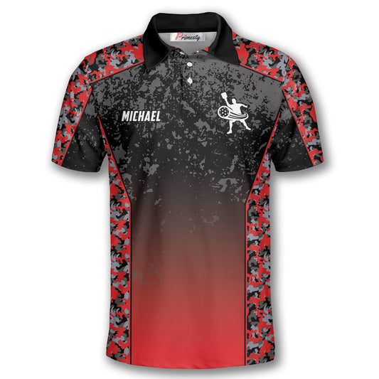 Cornbee Personalized Name and Team name Gradient Red Camouflage Pickleball 3D Polo Shirt