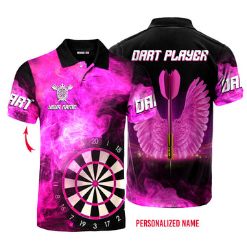 Cornbee Pink Dart Player Arrow With Wings Custom Name Polo Shirt