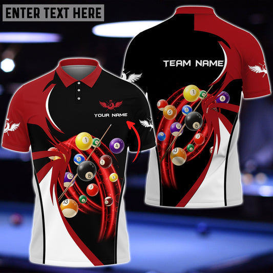 Cornbee Red Black Billiard Customized Name, Team Name 3D Shirt