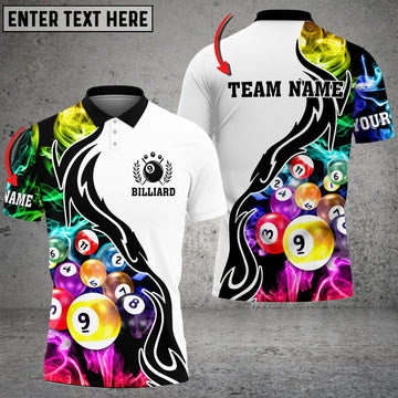 Cornbee Billiard 9 Ball Multicolor Smoke Pattern Customized Name 3D Shirt