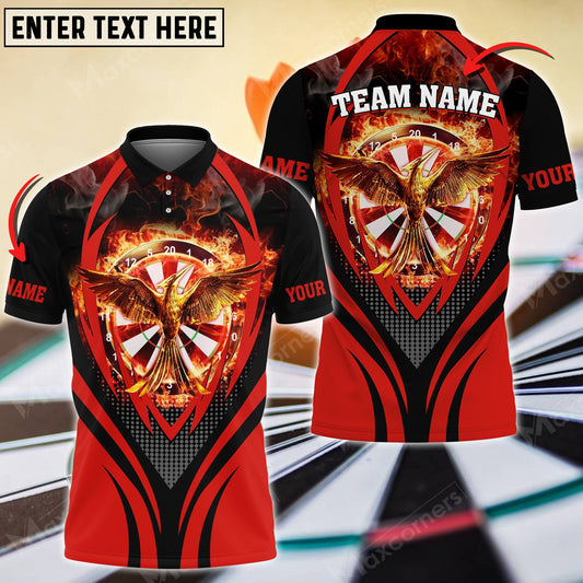 Cornbee Darts Flaming Phoenix Multicolor Option Customized Name, Team Name 3D Shirt (4 Colors)