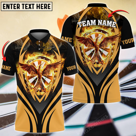 Cornbee Darts Flaming Phoenix Multicolor Option Customized Name, Team Name 3D Shirt (4 Colors)