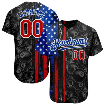 Cornbee Personalized Text And Number Billiard 3D US Flag Pattern Baseball Jersey Shirt