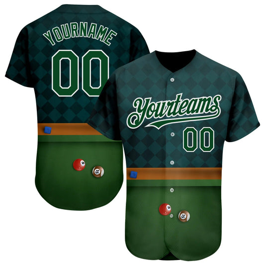 Cornbee Personalized Text And Number Billiard Table Shamrock 3D Pattern Baseball Jersey Shirt