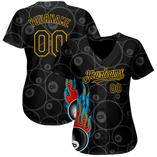 Cornbee Personalized Text And Number Billiard 3D Pattern Baseball Jersey Shirt