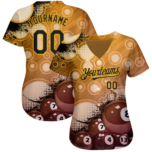 Cornbee Personalized Text And Number Billiard Chocolate 3D Pattern Baseball Jersey Shirt