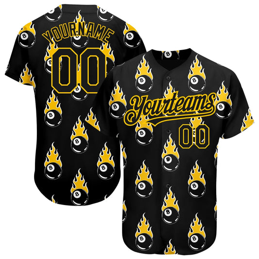 Cornbee Personalized Text And Number Billiard Black 3D Pattern Baseball Jersey Shirt