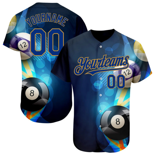 Cornbee Personalized Text And Number Billiard Blue Sea 3D Pattern Baseball Jersey Shirt