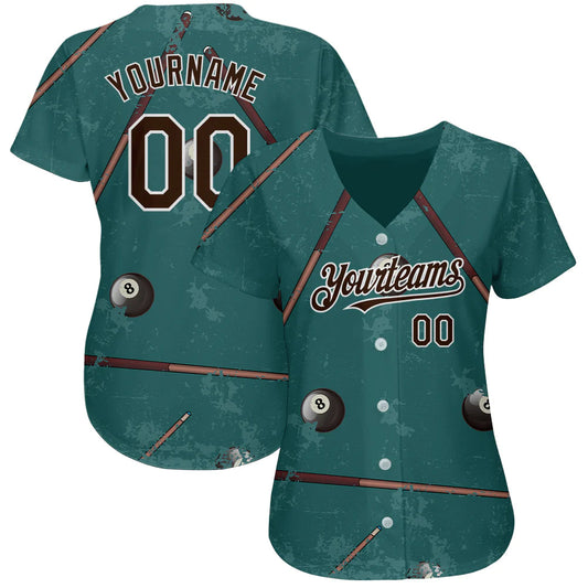 Cornbee Personalized Text And Number Billiard Cue Green 3D Pattern Baseball Jersey Shirt