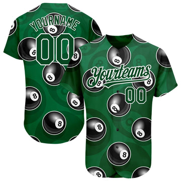 Cornbee Personalized Text And Number Billiard Green Black 3D Pattern Baseball Jersey Shirt