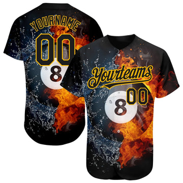 Cornbee Personalized Text And Number Billiard Fire And Water 3D Pattern Baseball Jersey Shirt