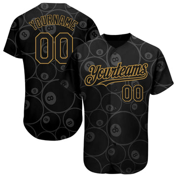 Cornbee Personalized Text And Number Billiard 8 Gold Black 3D Pattern Baseball Jersey Shirt