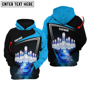 Cornbee Custom Name Bowling Blue 3D Hoodie