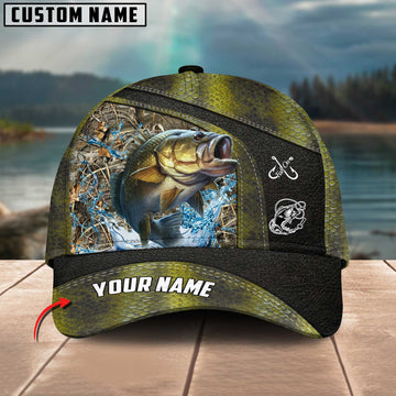 Cornbee Bass Fishing Personalized Name Blue 3D Classic Cap