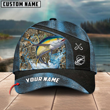Cornbee Tuna Fishing Personalized Name Blue 3D Classic Cap