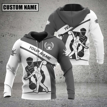 Cornbee Custom Name Bowling Sport Gray 3D Hoodie