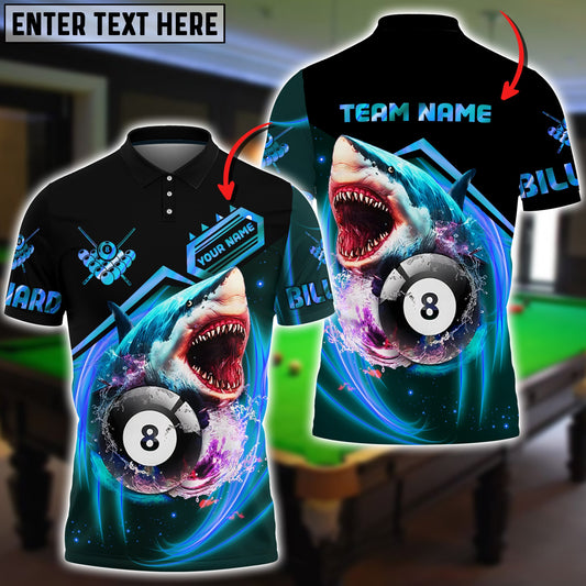 Cornbee Billiards Shark Ball 8 Personalized Name, Team Name 3D Shirt