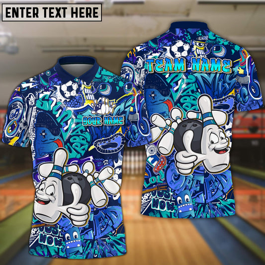Cornbee Bowling Funny Graffiti Personalized Name And Team Name 3D Polo Shirt