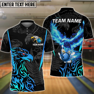 Cornbee Bowling Eagle Personalized Name And Team Name 3D Polo Shirt