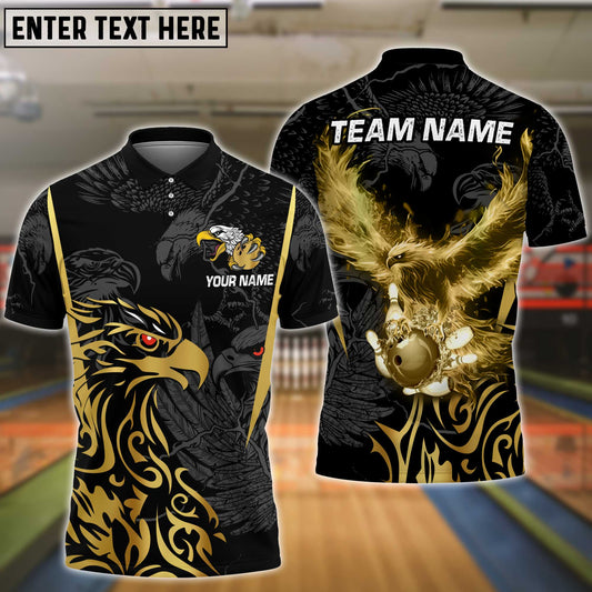 Cornbee Bowling Eagle Personalized Name And Team Name 3D Polo Shirt