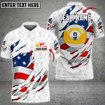 Cornbee Billiards US Flag Ball 9 Personalized Name, Team Name 3D Shirt