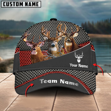 Cornbee Hunting Personalized Name And Team Name Metal Pattern 3D Classic Cap