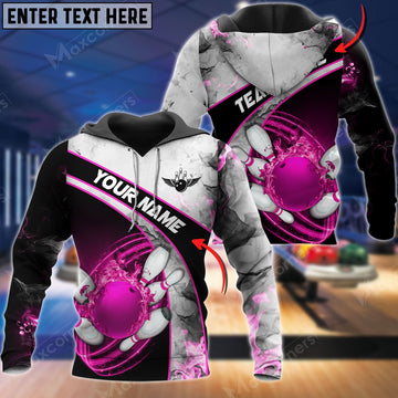Cornbee Custom Name Pink Fire Bowling Sport 3D Hoodie